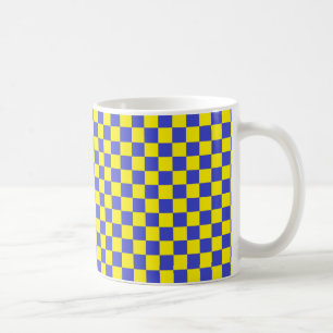Geel en blauw koffiemok