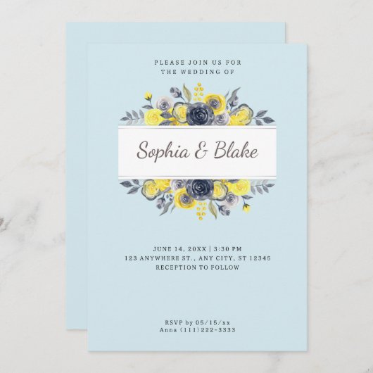 Geel en blauw Lijst Licht Blauw Bouw Kaart (Voorkant / Achterkant)