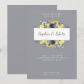 Geel en blauw Lijst Licht grijs huwelijk Kaart (Voorkant / Achterkant)