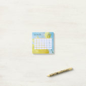 Geel en Blauw Maandelijkse Planner Kalender 2025 Post-it® Notes (Op bureau)