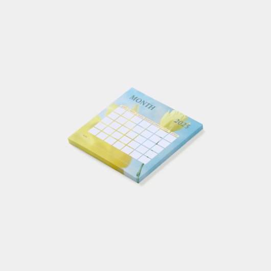 Geel en Blauw Maandelijkse Planner Kalender 2025 Post-it® Notes (Schuin)