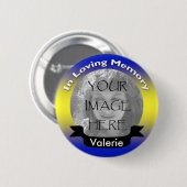 Geel en blauw Memorial Foto Button (Voorkant /achterkant)