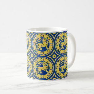 Geel en Blauw Middeleeuwse Leeuwen Koffie Mok
