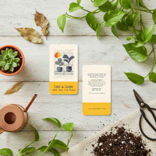 Geel en blauw Modern Abstract Plant Visitekaartje