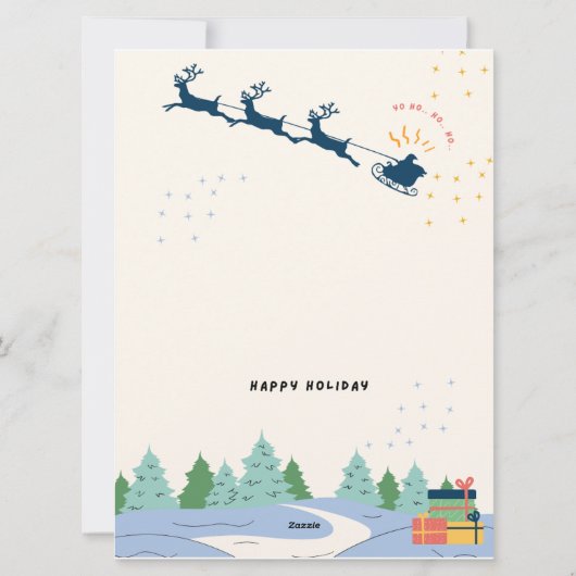 Geel en Blauw Modern Minimalistisch Vrolijk Kerstf Feestdagenkaart (Achterkant)