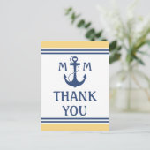 Geel en Blauw Nautisch Dank u Briefkaart (Staand voorkant)