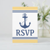 Geel en Blauw Nautisch Huwelijk RSVP (Staand voorkant)