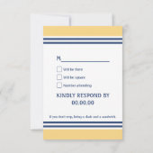 Geel en Blauw Nautisch Huwelijk RSVP (Achterkant)