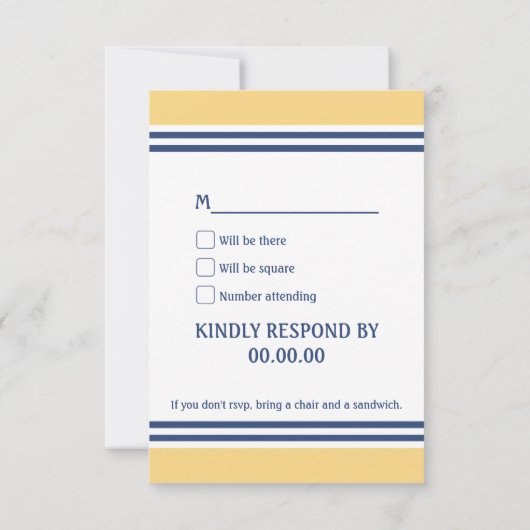 Geel en Blauw Nautisch Huwelijk RSVP (Achterkant)