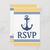Geel en Blauw Nautisch Huwelijk RSVP (Voorkant / Achterkant)