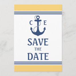 Geel en Blauw Nautisch Sla de Datum op Save The Date