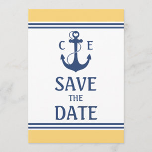 Geel en Blauw Nautisch Sla de Datum op Save The Date