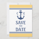 Geel en Blauw Nautisch Sla de Datum op Save The Date (Voorkant)