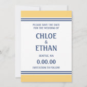 Geel en Blauw Nautisch Sla de Datum op Save The Date (Achterkant)