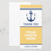 Geel en Blauw Nautische Foto Dank u Bedankkaart (Voorkant / Achterkant)