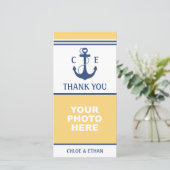 Geel en Blauw Nautische Foto Dank u Bedankkaart (Staand voorkant)