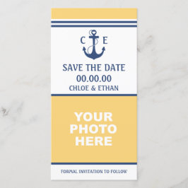 Geel en Blauw Nautische Foto sparen de Datum Save The Date