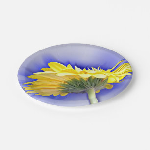 Geel en blauw papieren bordje