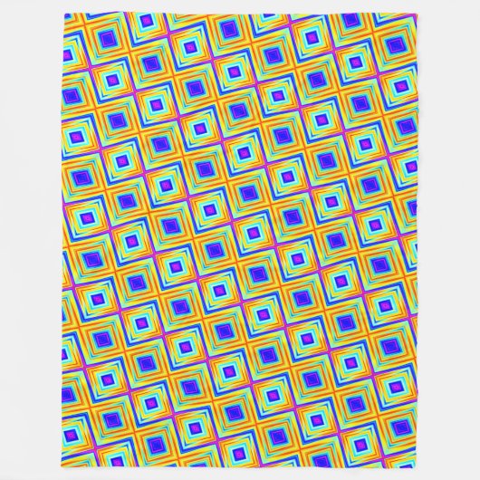 Geel en blauw patroon fleece deken (Voorkant)