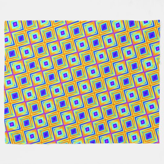 Geel en blauw patroon fleece deken (Voorkant (Horizontaal))