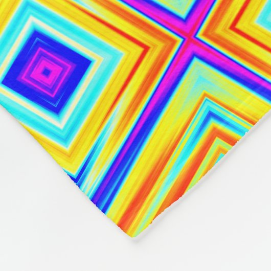 Geel en blauw patroon fleece deken (Hoek)