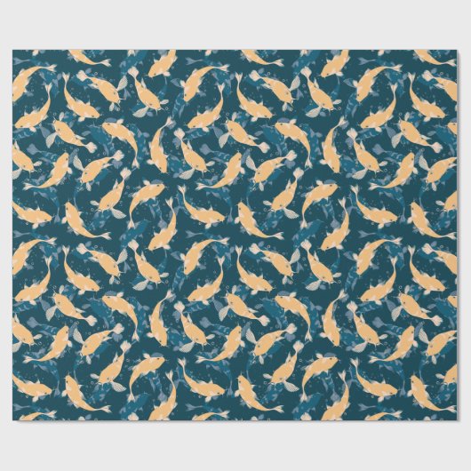 Geel en blauw patroon - Koi Fish Cadeaupapier (Vlak)