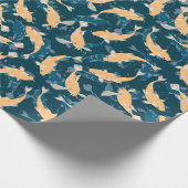 Geel en blauw patroon - Koi Fish Cadeaupapier (Hoek)
