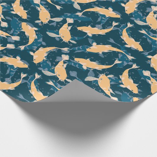 Geel en blauw patroon - Koi Fish Cadeaupapier (Hoek)