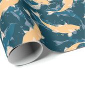 Geel en blauw patroon - Koi Fish Cadeaupapier (Rol Hoek)