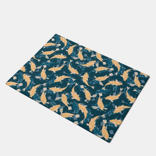 Geel en blauw patroon - Koi Fish Deurmat (Schuin)