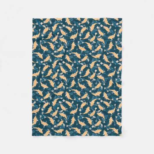 Geel en blauw patroon - Koi Fish Fleece Deken (Voorkant)