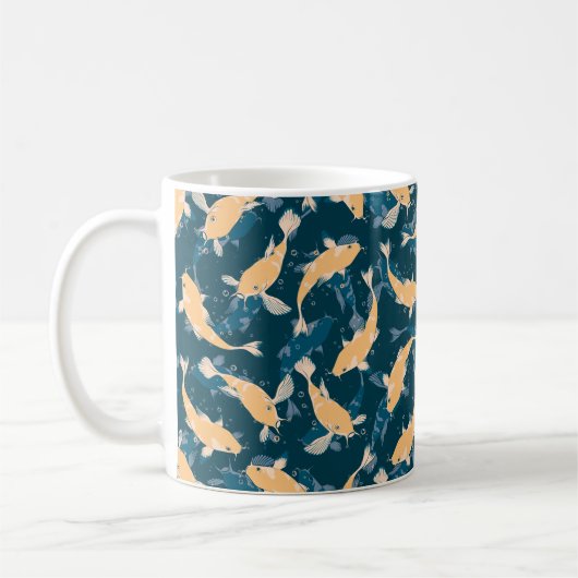 Geel en blauw patroon - Koi Fish Koffiemok (Links)