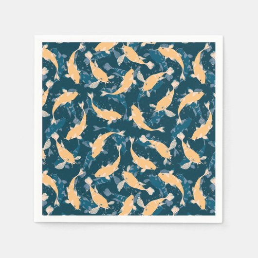Geel en blauw patroon - Koi Fish Servet (Voorkant)