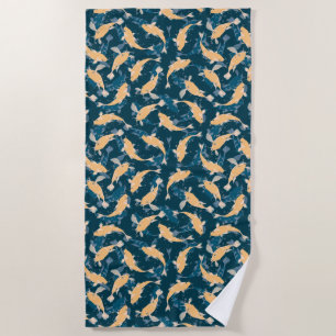 Geel en blauw patroon - Koi Fish Strandlaken