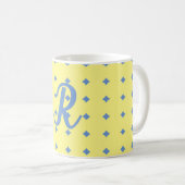 geel en blauw,  patroon, monogram mok (Voorkant rechts)