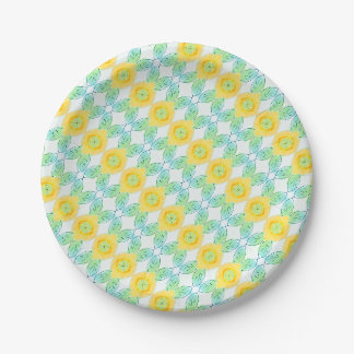 geel en blauw patroon papieren bordje
