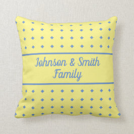 geel en blauw, patroon, uw eigen naam kussen