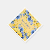 Geel en Blauw Pioen Bloemen Vrijgezellenfeest Servet (Hoek)