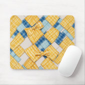 Geel en Blauw Plaid Basketweave Patroon Muismat (Met muis)