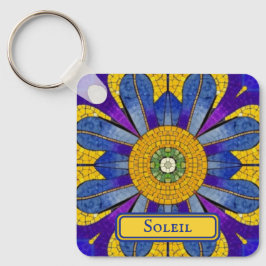 Geel en blauw Provensief, voeg tekst aan beide zij Sleutelhanger