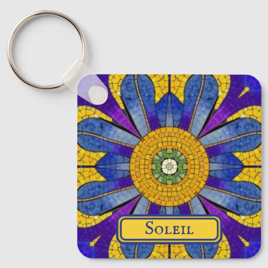 Geel en blauw Provensief, voeg tekst aan beide zij Sleutelhanger (Voorkant)