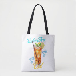 Geel en blauw Retro Lemon Iced Tea Bag Tote Bag
