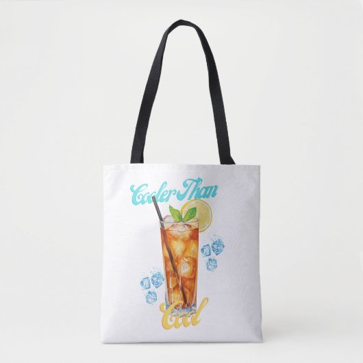 Geel en blauw Retro Lemon Iced Tea Bag Tote Bag (Voorkant)