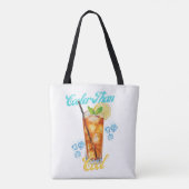 Geel en blauw Retro Lemon Iced Tea Bag Tote Bag (Achterkant)