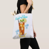 Geel en blauw Retro Lemon Iced Tea Bag Tote Bag (Dichtbij)