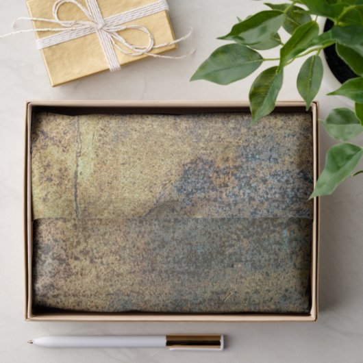 Geel en blauw, robuust metalen patroon tissuepapier (Geschenk)