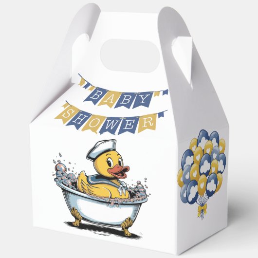 Geel en blauw Rubber Duck Boy Baby shower Bedankdoosjes (Achterkant)
