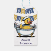 Geel en blauw Rubber Duck Boy Baby shower Cadeaulabel (Achterkant)