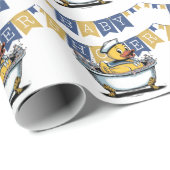 Geel en blauw Rubber Duck Boy Baby shower Cadeaupapier (Rol Hoek)