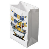 Geel en blauw Rubber Duck Boy Baby shower Medium Cadeauzakje (Voorkant Gekanteld)